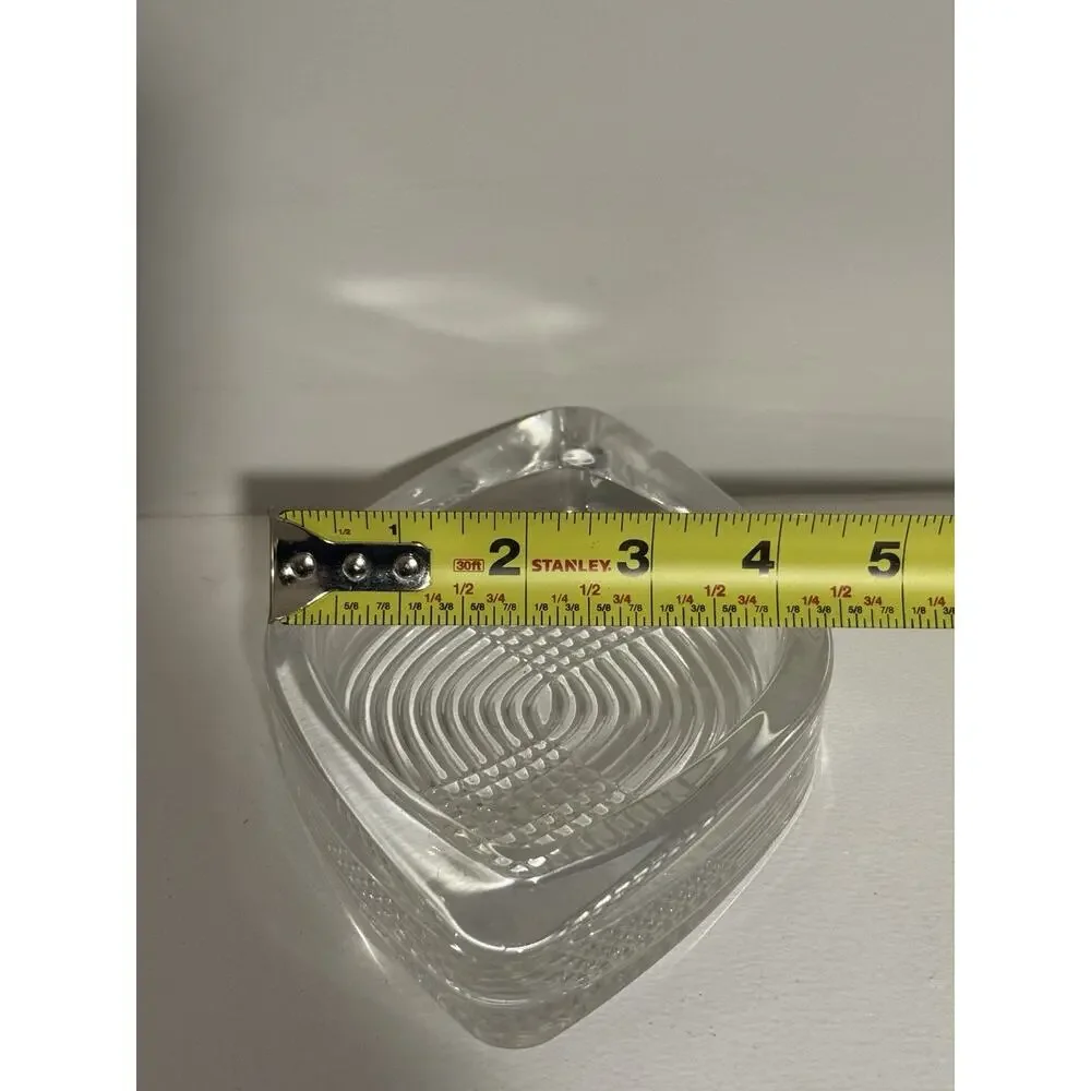 Vintage Art Deco Clear Thick Solid Glass Trinket Dish Ashtray